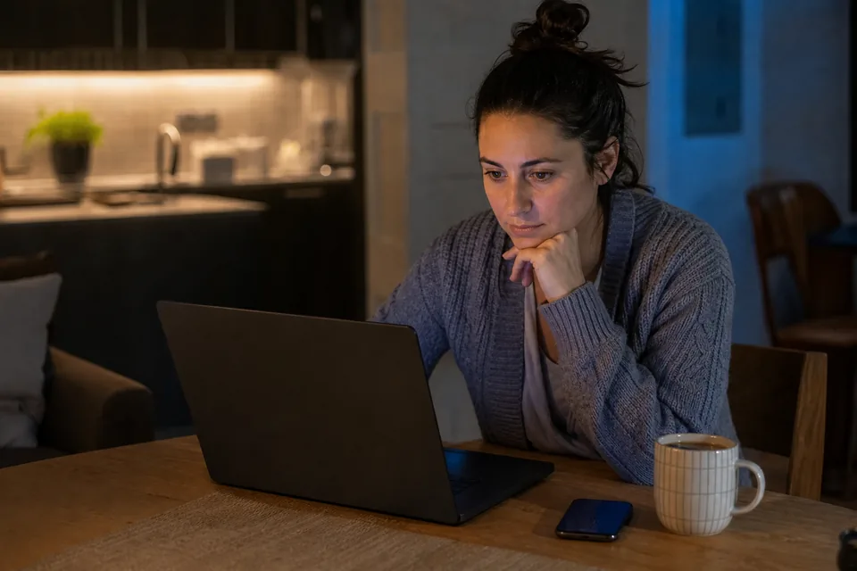 Platform engineer answering a paused agent request on a laptop in the evening